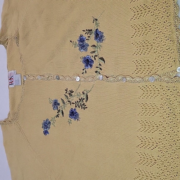 Vintage R&K Originals short-sleeve knit cardigan Size 20W Cottagecore - Picture 3 of 11